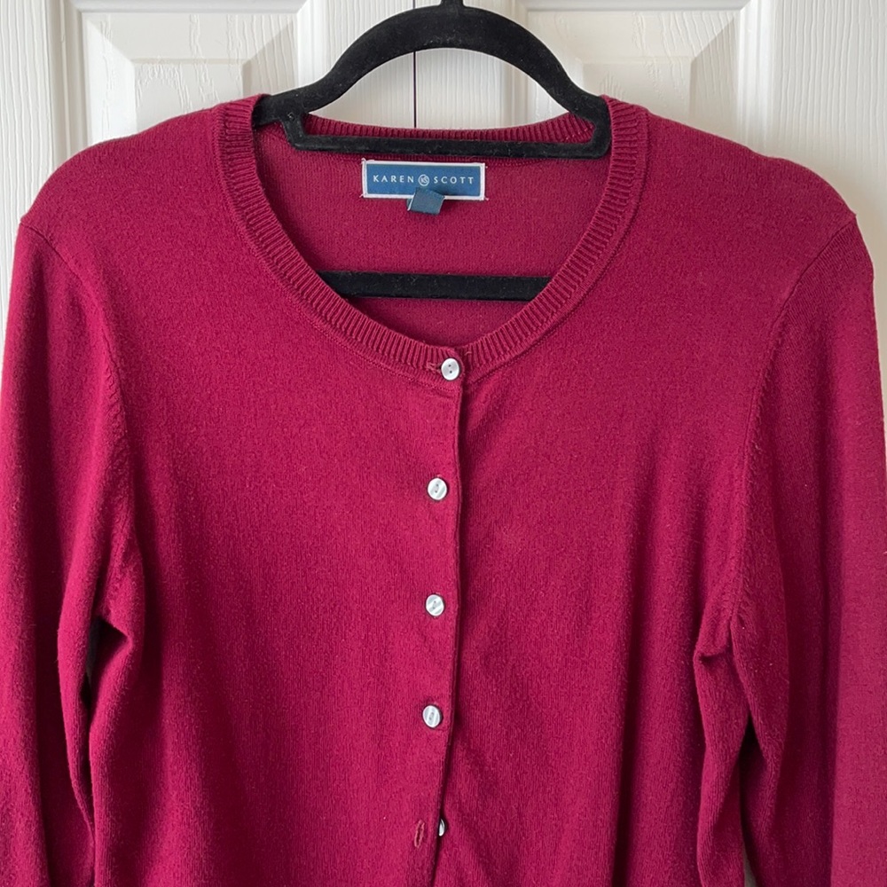 Karen Scott Burgundy Cardigan size M